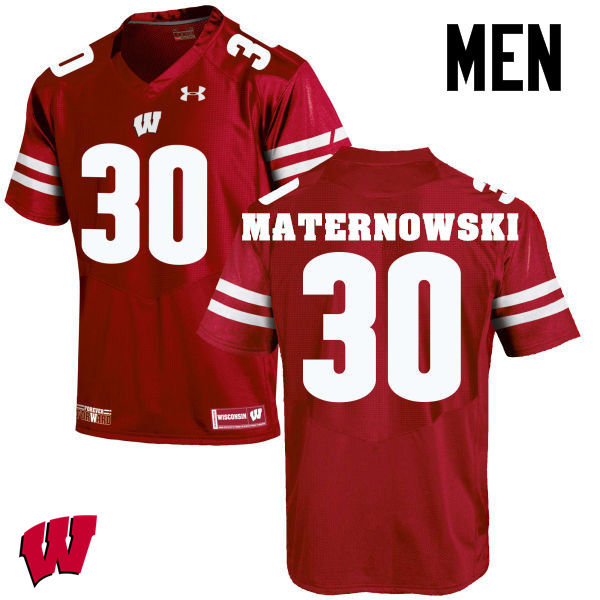 Wisconsin Badgers Men's #30 Aaron Maternowski NCAA Under Armour Authentic Red College Stitched Football Jersey BJ40H74WJ